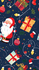 Seamless pattern of Christmas images