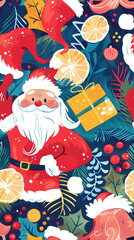 Fototapeta premium Seamless pattern of Christmas images