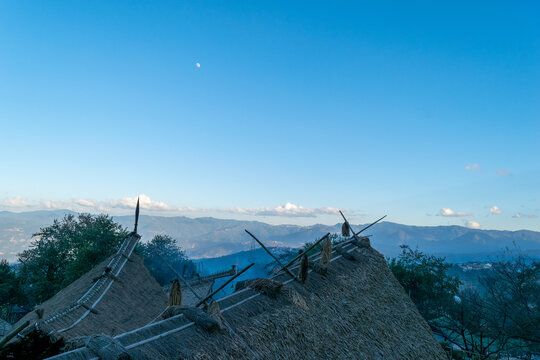 Traditional house roof of Nagaland, India