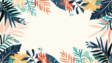 Obraz premium Colorful Tropical Leaf Frame Border generated with AI