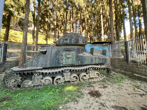 Old battle tank abandoned in forest, Kohima, Nagaland, India