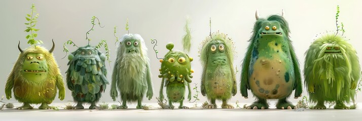 amazing green mossy virus character illustration