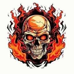 Art illustration skull skull on fire