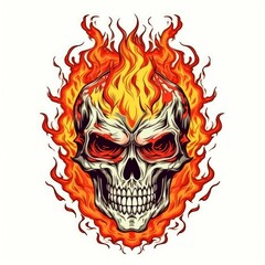 Art illustration skull skull on fire