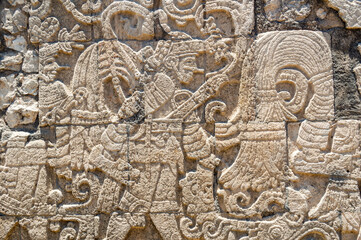 hieroglyphic maya warrior in chichen itza, yucatan, mexico 
