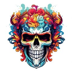 Fototapeta premium Art illustration skull full color shading