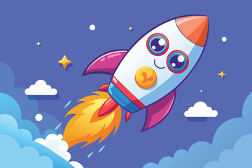 Rocket launch,ship.vector, illustration concept of business product on a market.