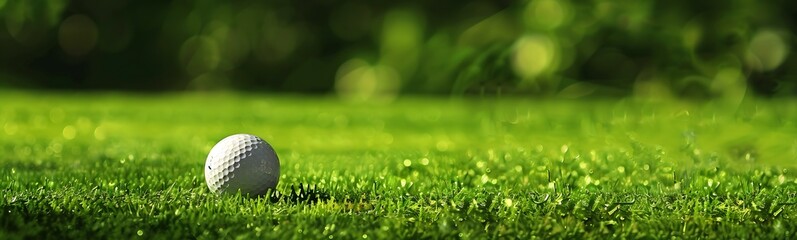 Fototapeta premium golf ball on green, banner