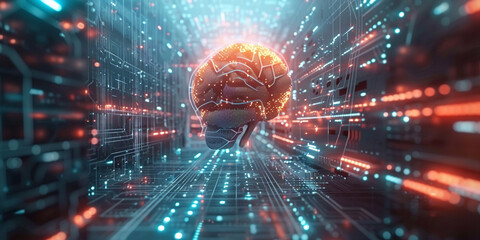 BrainComputer Interface Futuristic Sensation Technological Sensation Artificial Intelligence background