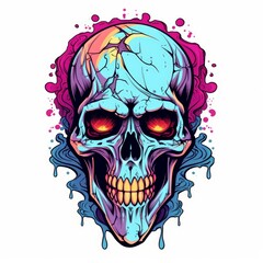 Fototapeta premium Art illustration skull full color shading