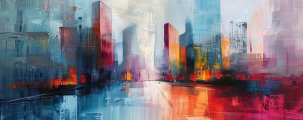 Fototapeta premium amazing abstract urban artistic illustration, very colorful and contemporary