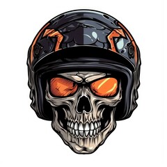 Art illustration skull biker use helmet