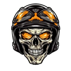 Fototapeta premium Art illustration skull biker use helmet