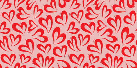 Love heart seamless pattern illustration. Cute romantic hearts background print. Valentine's day holiday backdrop texture, romantic wedding design.