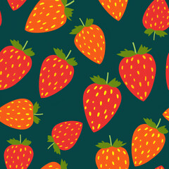 Vibrant Strawberry Pattern, Bright and Cheerful Summer Fruit Design