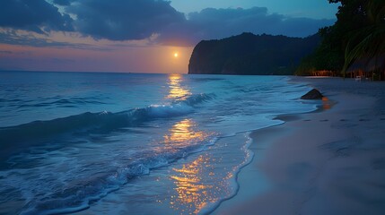 Beautiful beach moonlight romantic environment