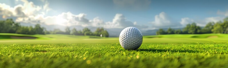 Obraz premium golf ball on green, banner