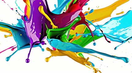 amazing colorful artistic tridimensional paint dripping splash on a white background with bold vibrant colors