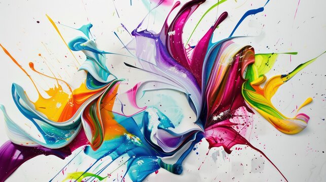 amazing colorful artistic tridimensional paint dripping splash on a white background with bold vibrant colors