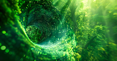 Futuristic technology transformation with green innovation of power sustainability.eco-friendly energy.environment management.biotechnology background