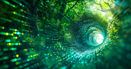 Futuristic technology transformation with green innovation of power sustainability.eco-friendly energy.environment management.biotechnology background