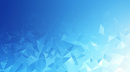 A modern web banner featuring flat, abstract triangles and polygons in a cool blue gradient.