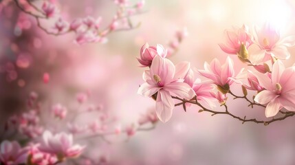 pink spring magnolia flowers.
