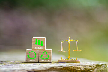 icons recycle reduce reuse on blocks. Ecological and save the earth concept.Ecological concept.An...