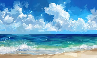 Obraz premium beach illustration wallpaper with very good perspective and amazing light and contrast