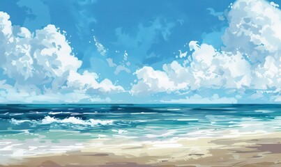 beach illustration wallpaper with very good perspective and amazing light and contrast
