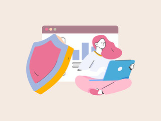 Business network security character flat vector concept operation hand drawn illustration
