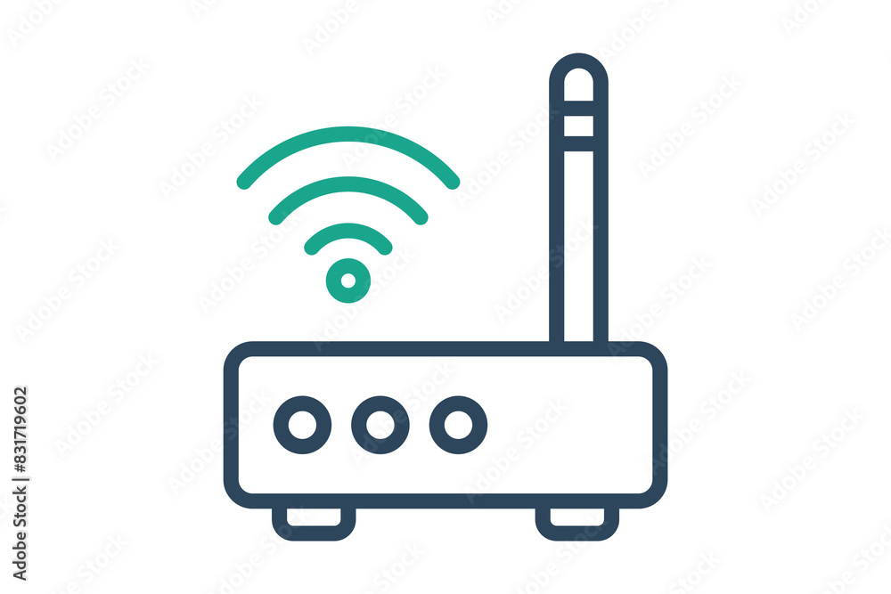 Poster broadband icon. internet with signal. icon related to utilities. line icon style. utilities elements