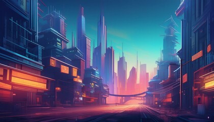 Fototapeta premium A desaturated cityscape with subtle hints of economic downturn, such as closed signs.