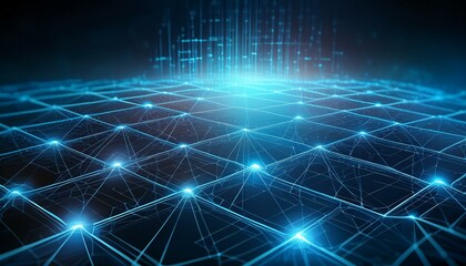 Obraz premium A detailed blockchain network with interconnected nodes and data streams,