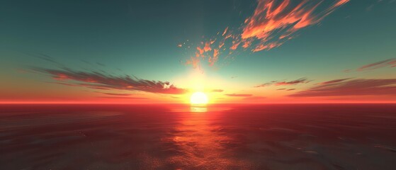 Obraz premium sunset wallpaper with the sun lying down in the sea