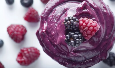 iced acai smoothie wallpaper with very professional setting and nice details, isolated on a white background
