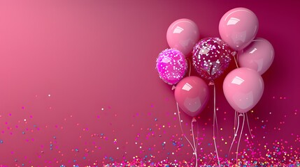 Carnival Atmosphere Balloons and Streamers Adorning a Minimalist Fuchsia Backdrop