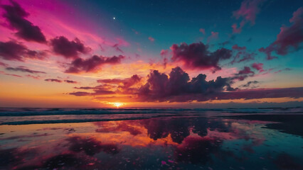 Fototapeta premium mesmerizing sunset over the sea