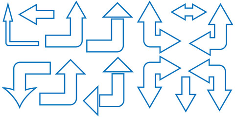 Corner up down arrow direction traffic signal. Curved arrow navigation concept.