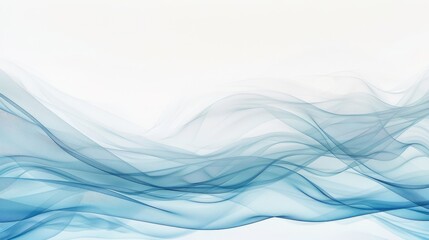 Graceful abstract blue waves ripple across a soft canvas