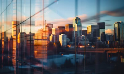 city skyline with solar panels in the foreground