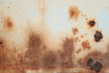 Corroded metal background. Rusted grey painted metal wall. Rusty metal background with streaks of...