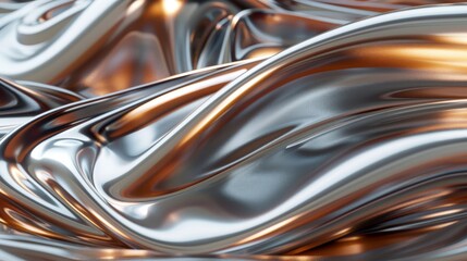 Obraz premium Flowing waves of bronze and silver metallic hues