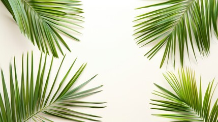 Palm branches on a white background. Suitable for board, postcards,Border settings, copy space. - Generative Ai