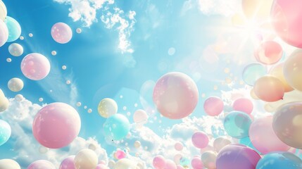 colorful balloons in the sky with perfect light.