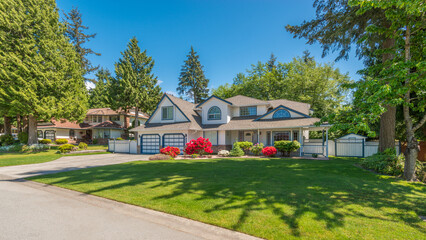 Fragment of luxury house with nice summer  landscape in Vancouver, Canada.