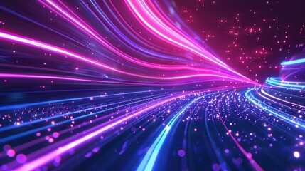 Fototapeta premium abstract futuristic background with pink blue glowing neon moving high speed wave lines and bokeh lights. Data transfer concept Fantastic wallpaper