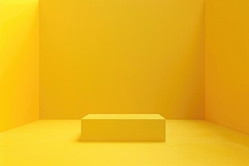 Yellow podium and minimal abstract background.
