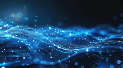 Blue tech influenced background with light and dots.