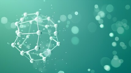 Fototapeta premium Mesmerizing Pentagonal Molecule Surrounded by Dotted Patterns on Serene Emerald Background